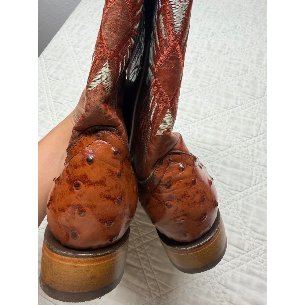 Westerly Trends Cowboy Boots Mens 10 Brown Ostrich Print Western Square Toe - Picture 6 of 11